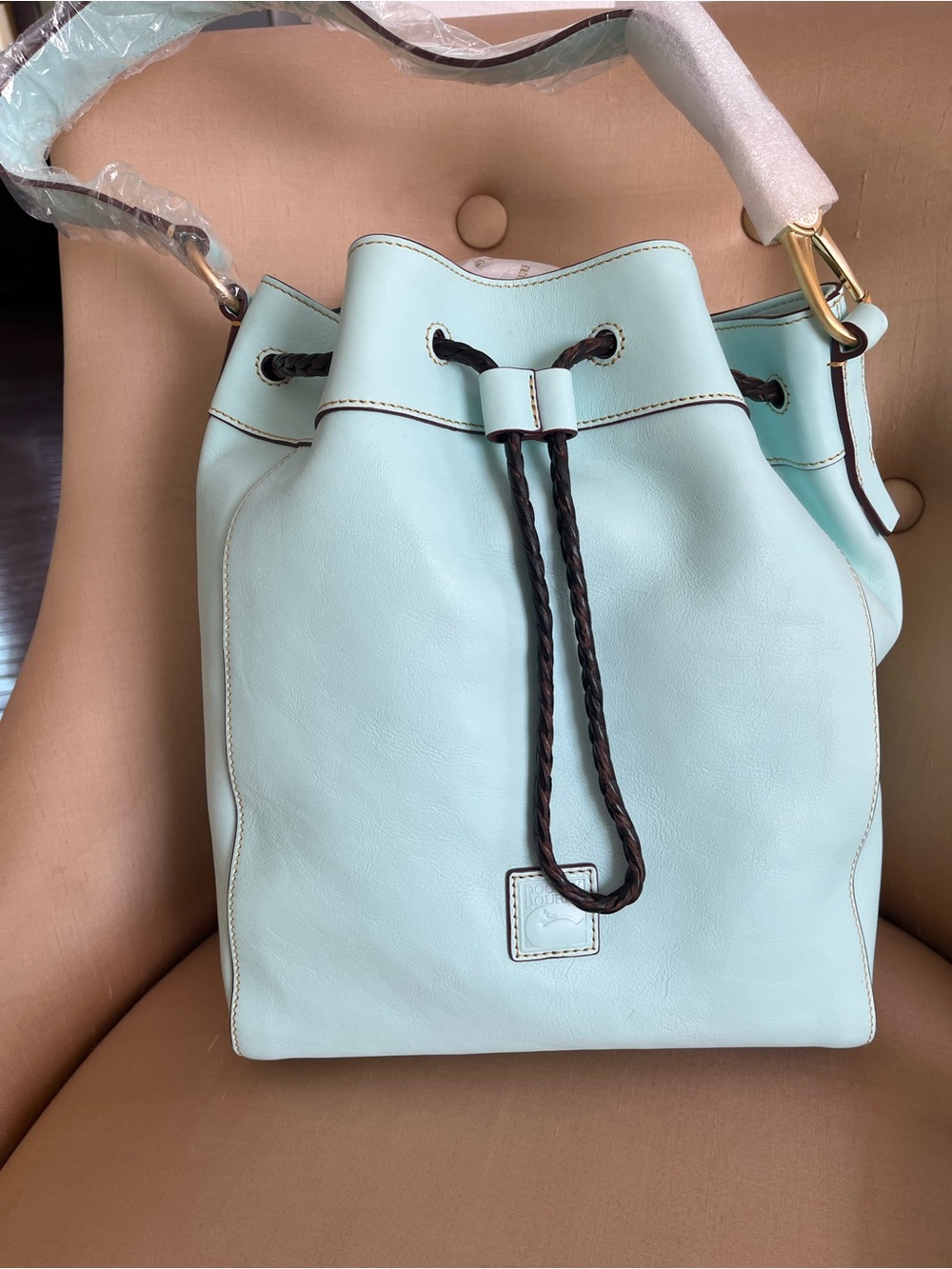 Dooney and Bourke Florentine LARGE Hattie Leather Drawstring Bucket Bag